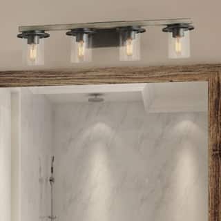Carbon Loft Porsenna 4 Light Vanity Lighting Rustic Bathroom Wall Lights With Clear Glass Overstock 28878931