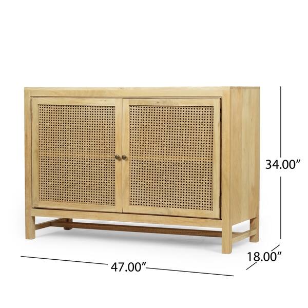 Shop Acuba Boho 2 Door Mango Wood Cabinet With Wicker Caning By