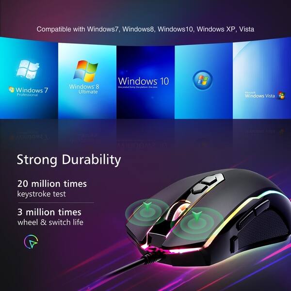 Wired Gaming Mouse 8 Button Programmable Mouse Optical Ergonomic Pc Gaming Mice 7200cpi Customizable Mouse With 5 Level Cpi On Sale Overstock 28881746