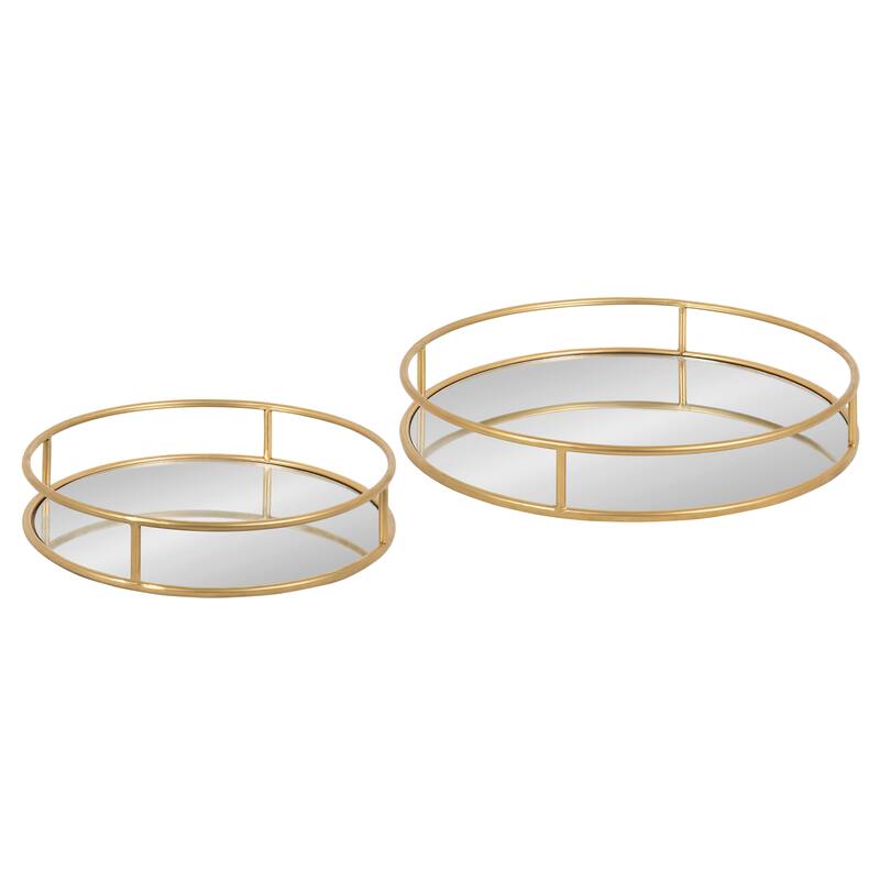 Kate and Laurel Felicia Round Nesting Trays - 2 Piece - 2 Piece - Gold