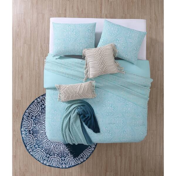 Shop Sand Cloud Kaibu Isle Aqua Boho Block Print Comforter Set