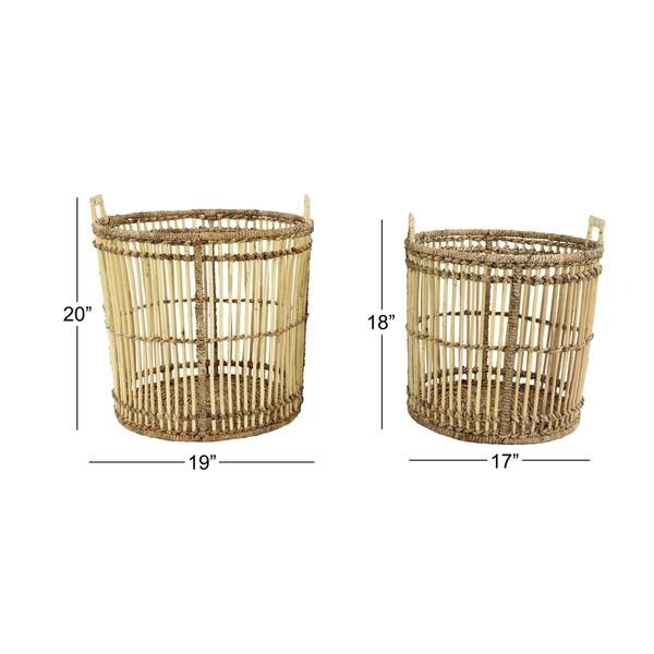 Vintage Fruit Basket Cane Weave Round Egg Basket, Bamboo Handle