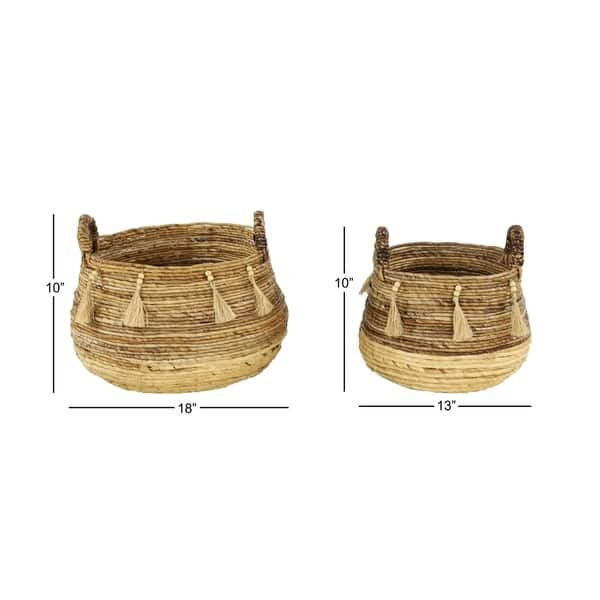 Natural Brown & Beige Banana Leaf Wicker 2-piece Storage Baskets Set ...