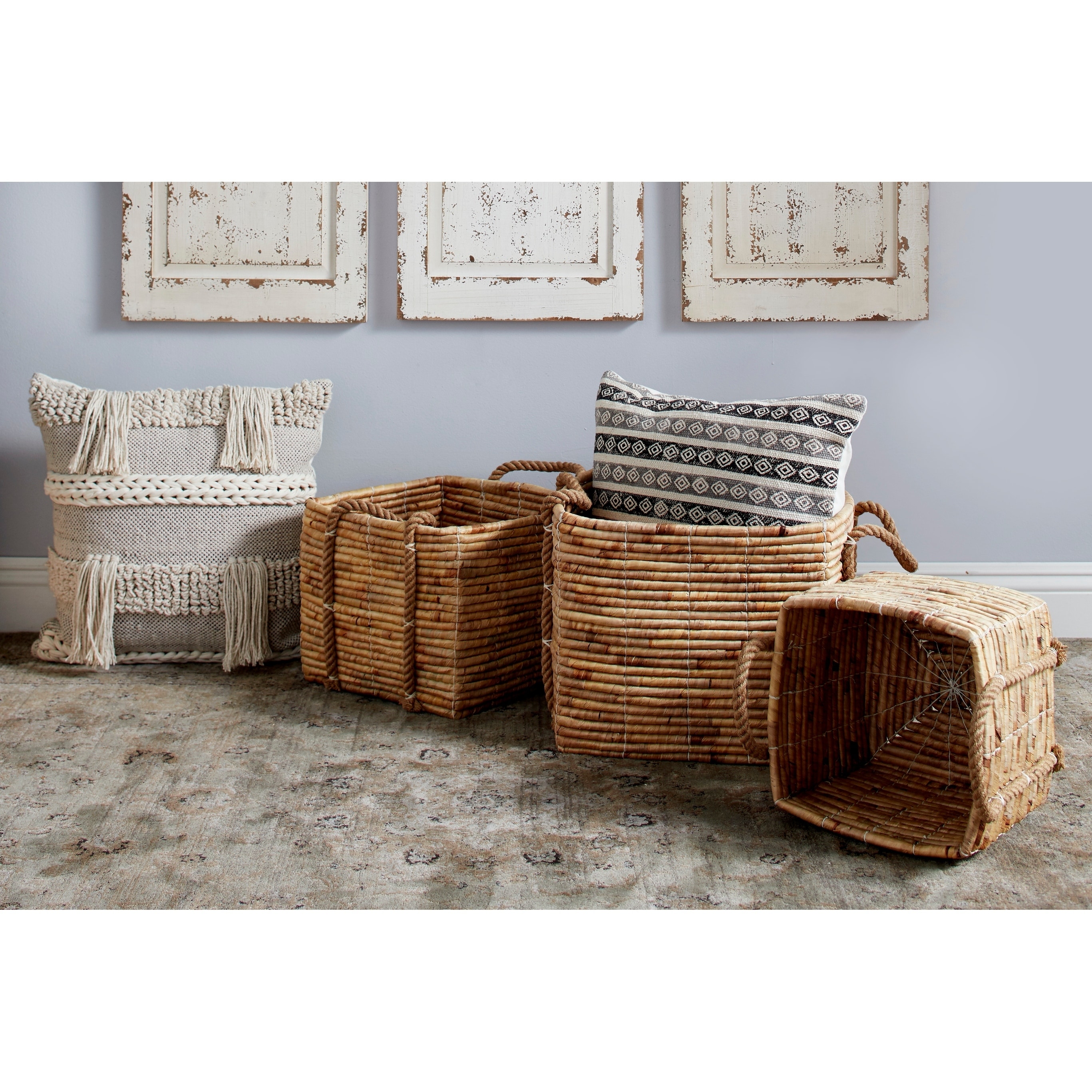 large wicker storage baskets