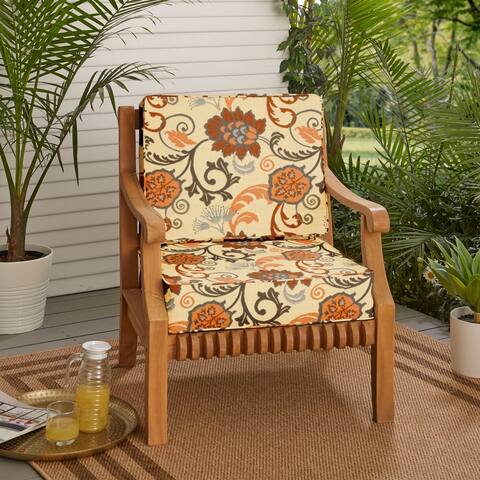Sunbrella Beige Floral Indoor/Outdoor Deep Seating Cushion Set - 23.5 in W x 23 in D
