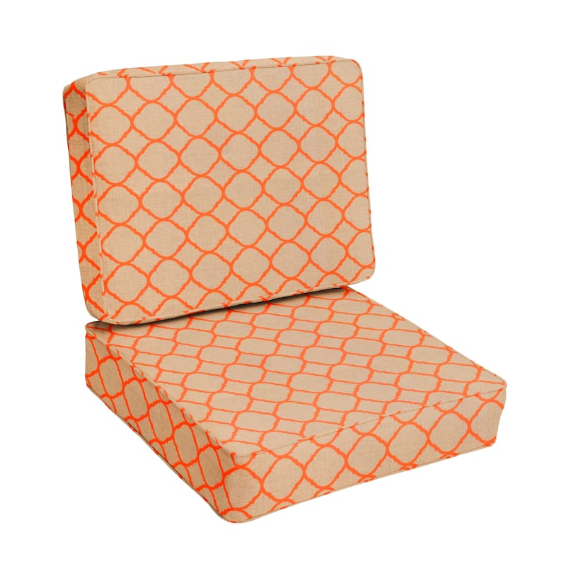 Sunbrella Beige Orange Indoor/Outdoor Deep Seating Cushion Set - 23.5 in W x 23 in D