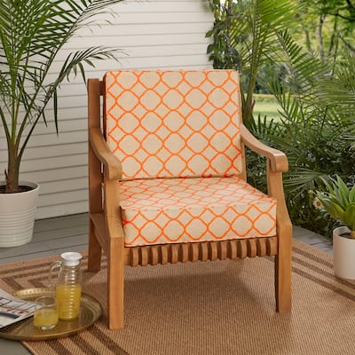 Sunbrella Beige Orange Indoor/Outdoor Deep Seating Cushion Set - 23.5 in W x 23 in D