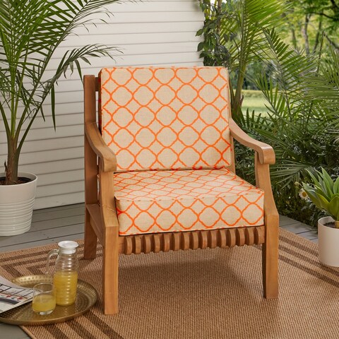 Sunbrella Beige Orange Indoor/Outdoor Deep Seating Cushion Set - 23.5 in W x 23 in D