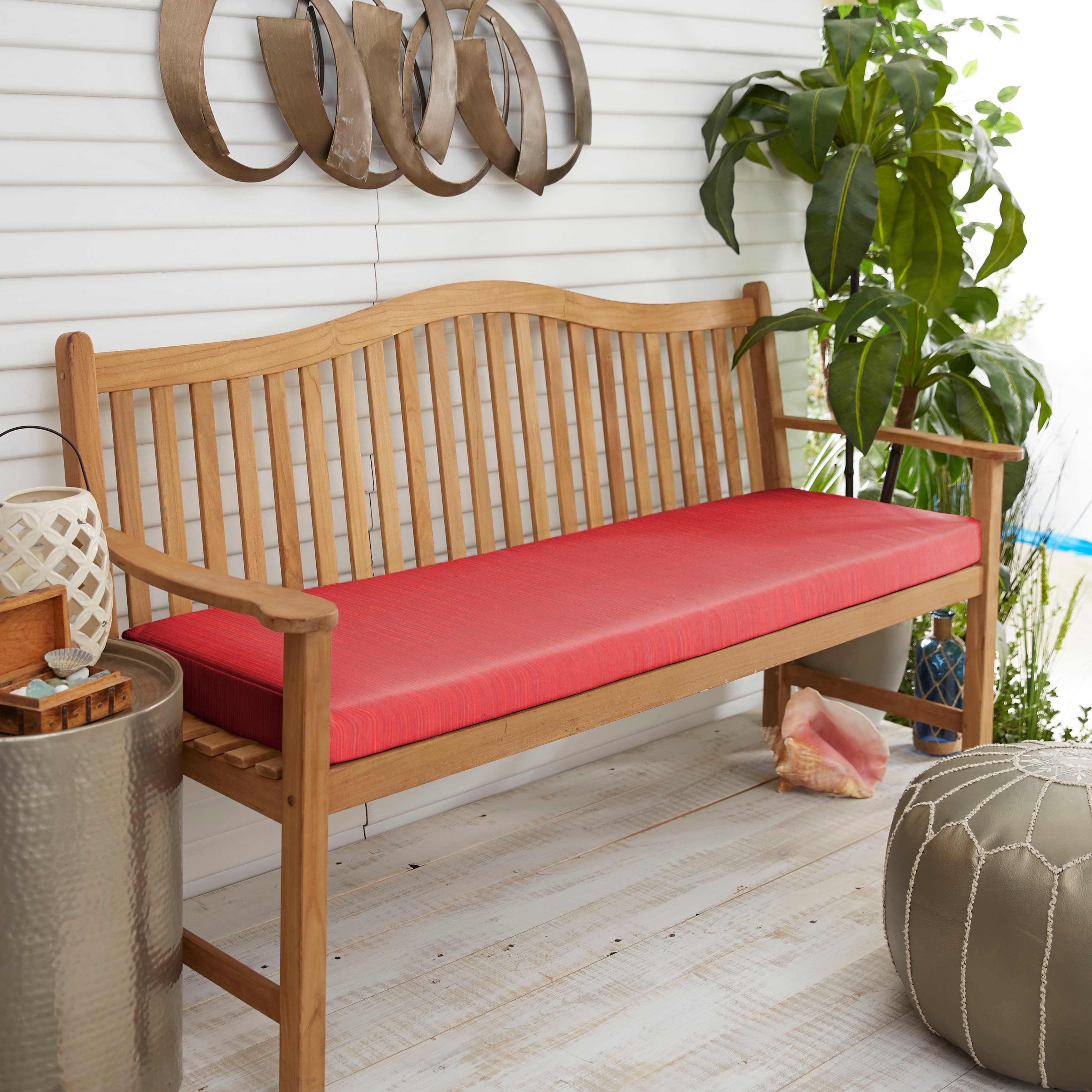 Sunbrella Textured Red Indoor Outdoor Bench Cushion 48 In W X 19 In D Overstock 28889987