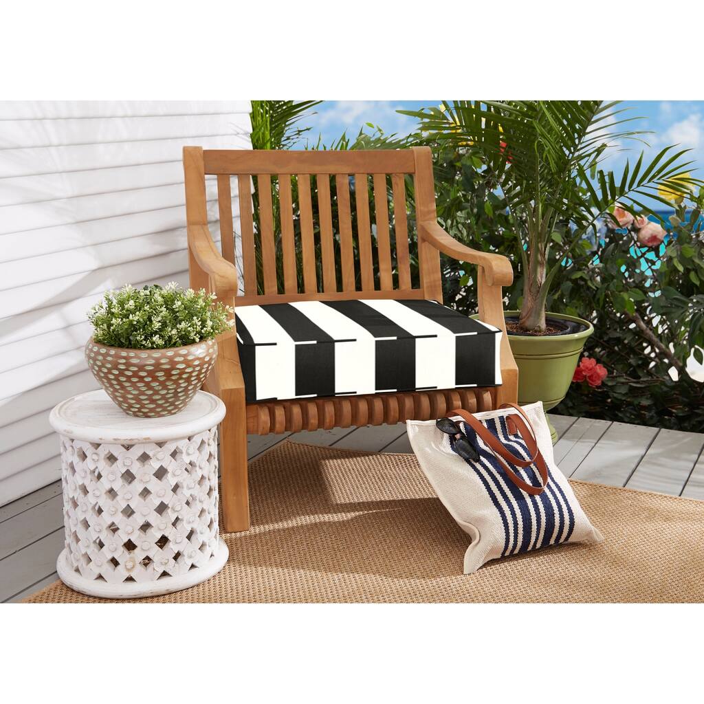 Sunbrella Black/White Stripes Outdoor Deep Seating Cushion by Havenside Home