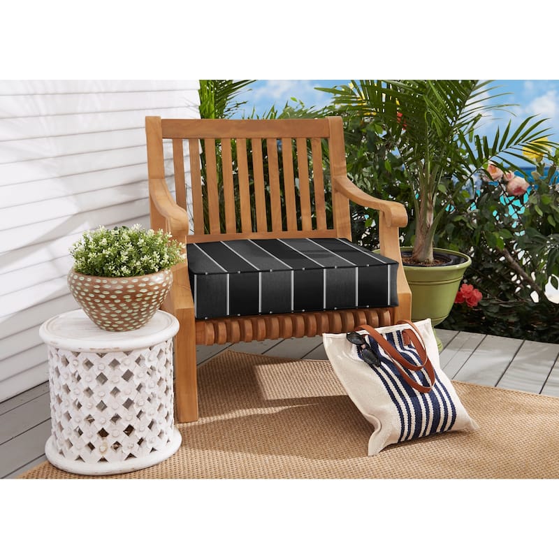 Sunbrella Black Grey Stripe Indoor/Outdoor Deep Seating Cushion, Corded