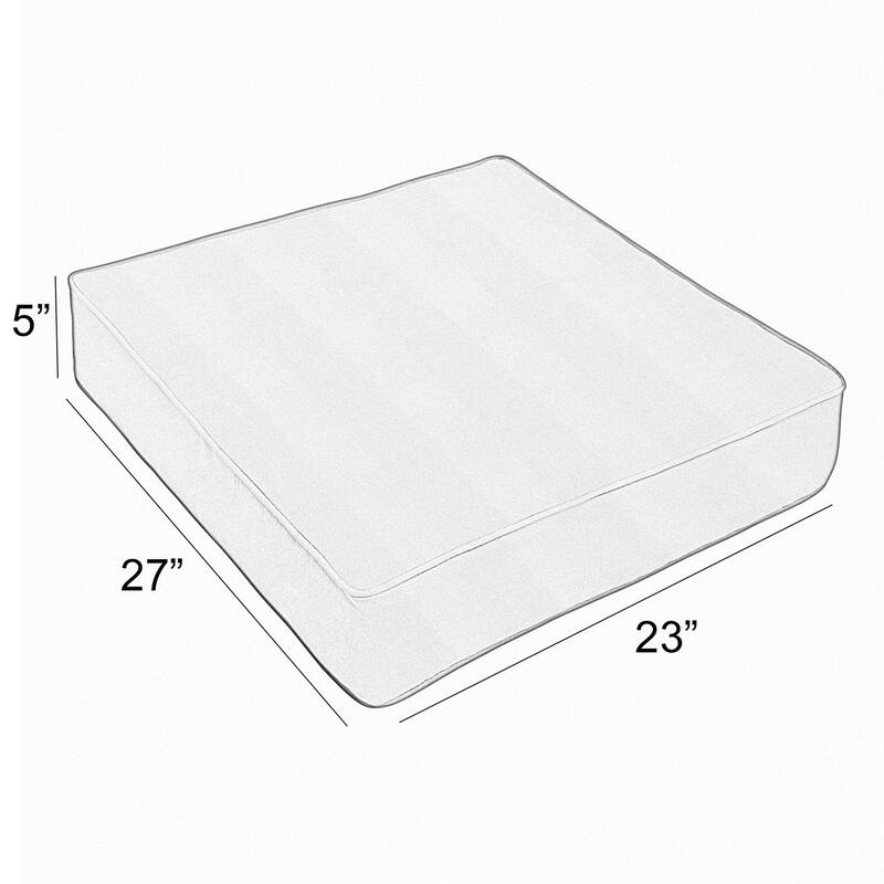 Sunbrella Black Grey Stripe Indoor/Outdoor Deep Seating Cushion, Corded - 23 in W x 27 in D