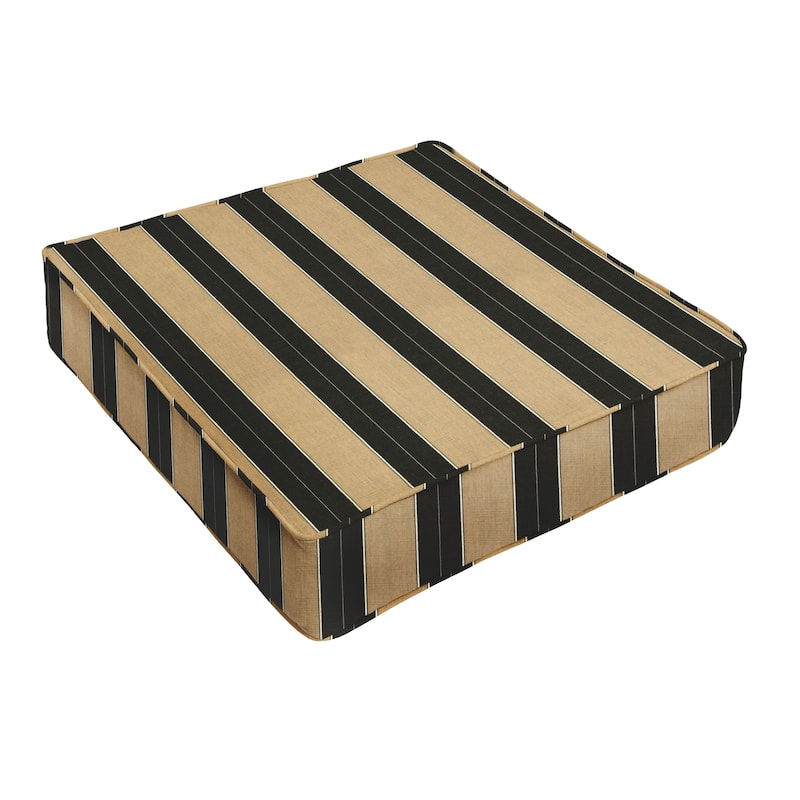 Sunbrella Beige Black Stripe Indoor/Outdoor Deep Seating Cushion, Corded