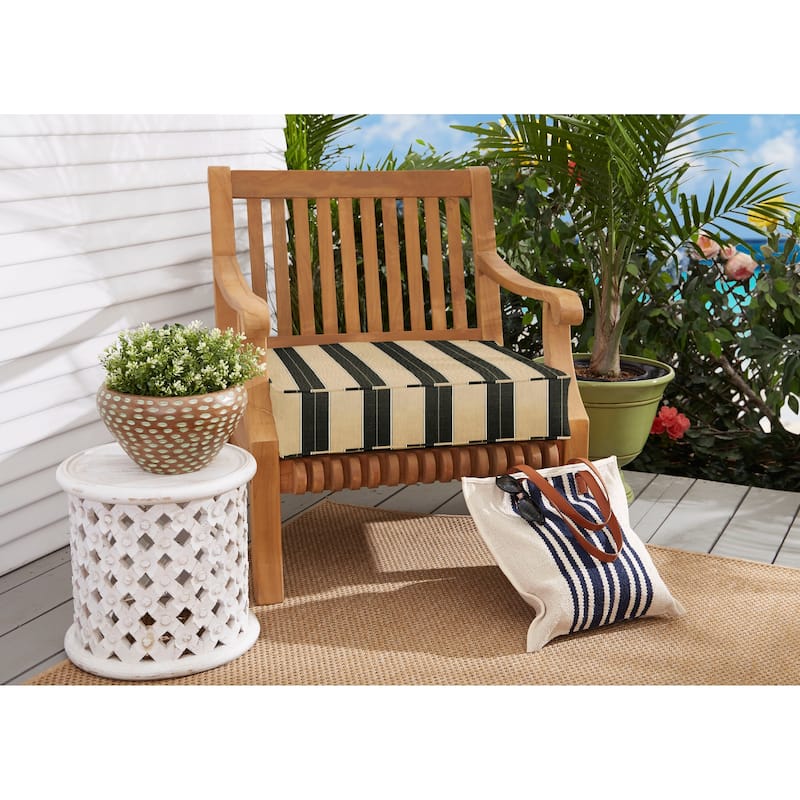 Sunbrella Beige Black Stripe Indoor/Outdoor Deep Seating Cushion, Corded