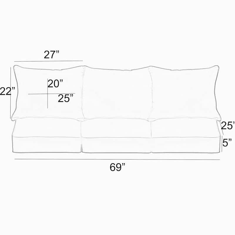 Sunbrella Canvas Charcoal Grey Indoor/Outdoor Deep Seating Cushion Set - 23 in W x 25 in D