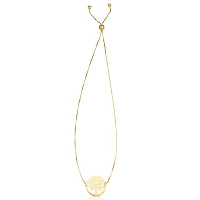 14k Yellow Gold Tree of Life Bolo Bracelet (fits up to 9.5 inches)
