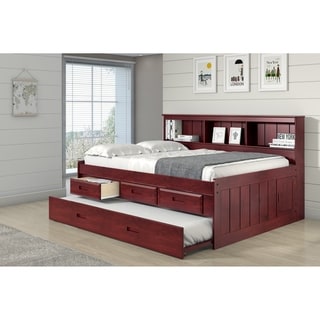 Full Bookcase Captains Daybed with 3 Drawer Storage & Twin Trundle