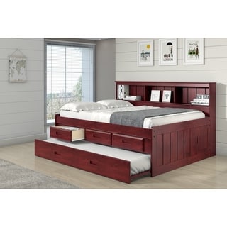 Full Bookcase Captains Daybed with 3 Drawer Storage & Twin Trundle ...