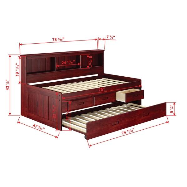 Shop Twin Bookcase Captains Daybed With 3 Drawer Storage Twin