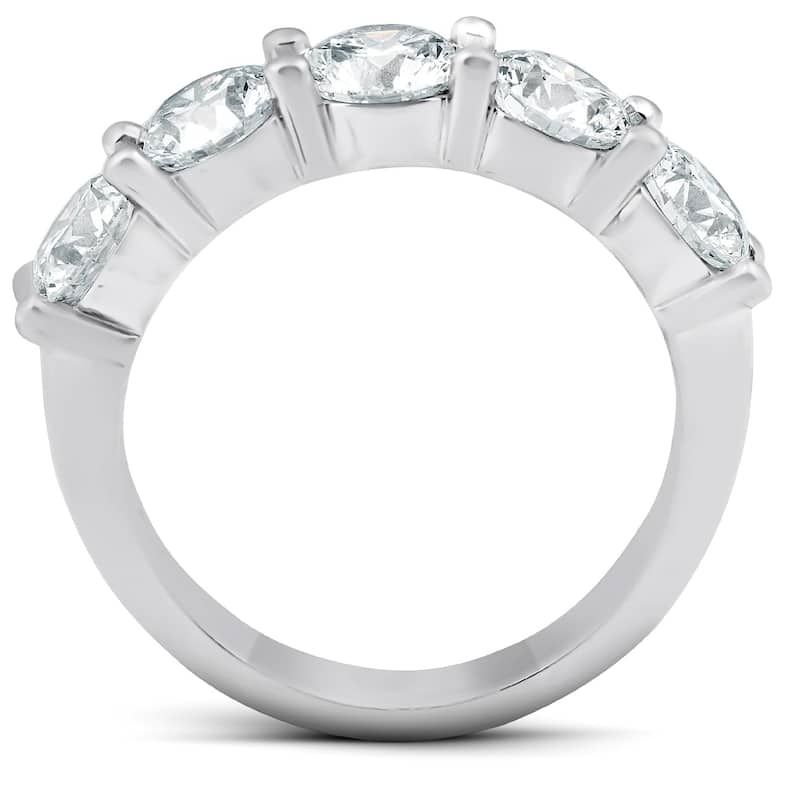 2 3/4 Ct Five Stone Diamond Wedding Ring 14k White Gold