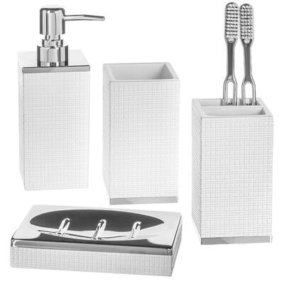 Creative Scents Estella White Bathroom Accessories Set of 4