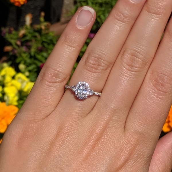 2Ct Round Simulated Moissanite Three-Stone Engagement Ring 14K White Gold Finish