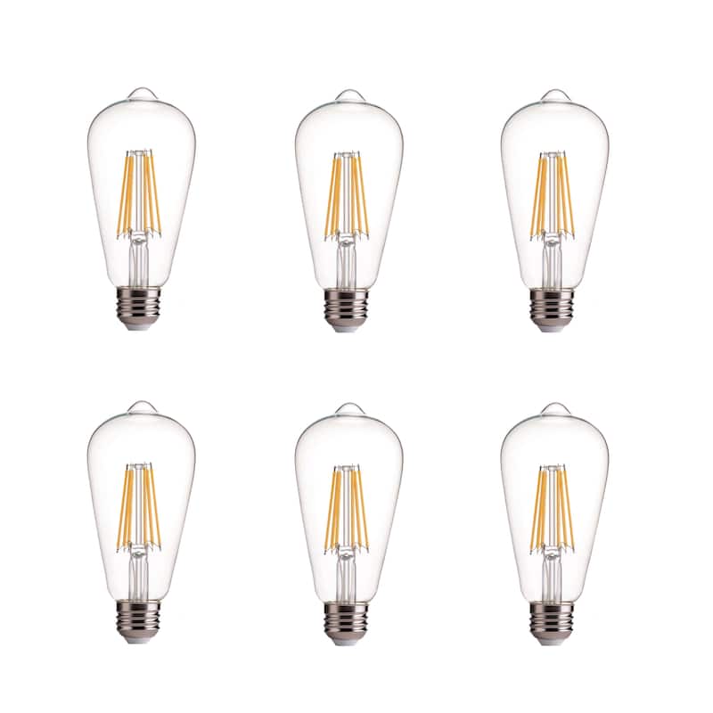 Artiva 75-Watt Equivalent E26 ST21 LED Dimmable Filament Light Bulb Warm White (Set of 6) - N/A - N/A
