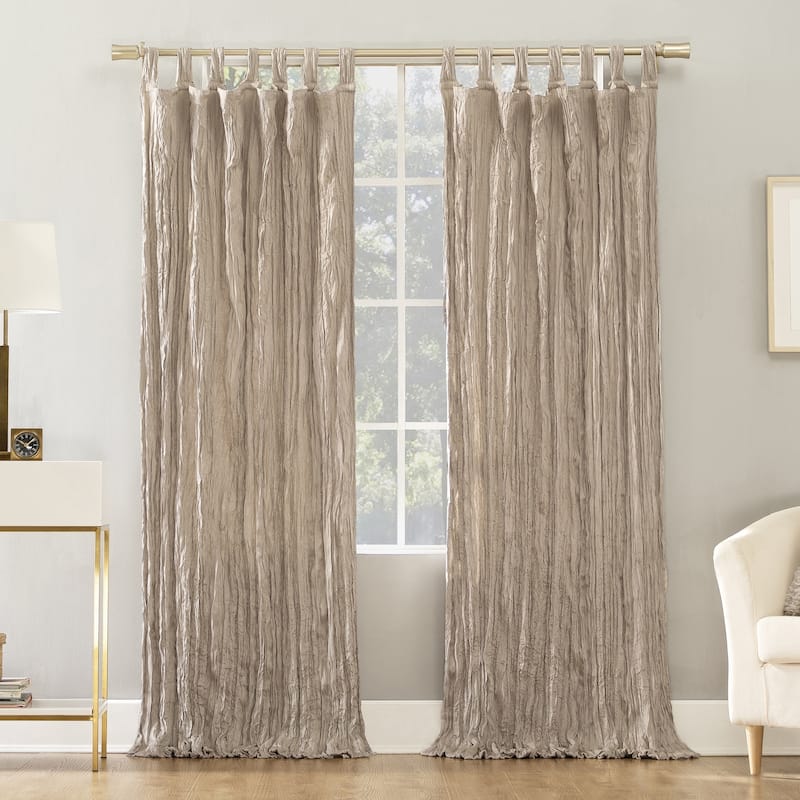 No. 918 Odelia Distressed Velvet Tab Top Curtain Panel, Single Panel - 50x63 - Pearl