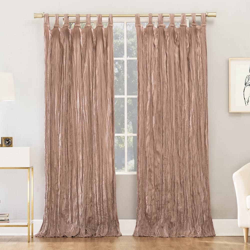 No. 918 Odelia Distressed Velvet Tab Top Curtain Panel, Single Panel