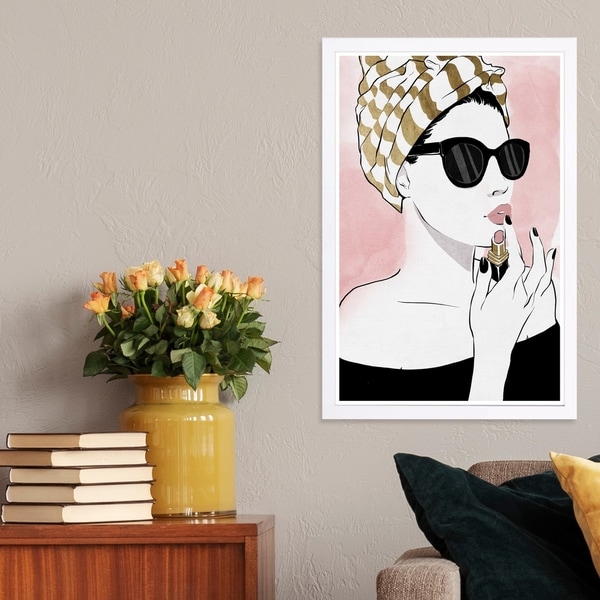 Wynwood Studio 'All Glammed Up Night' Fashion and Glam Framed Wall Art Print - Pink, Gold - 13 x 19