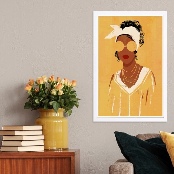 Wynwood Studio 'Golden Radiance' Fashion and Glam Framed Wall Art Print - Yellow, Gold - 13 x 19