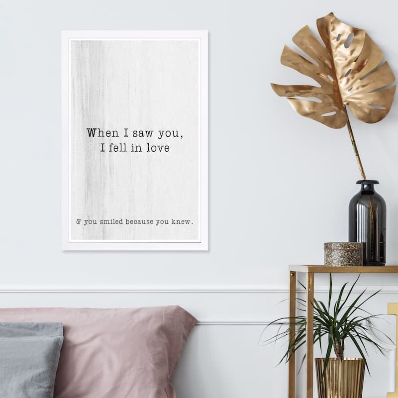 Wynwood Studio 'When I Saw You' Typography and Quotes Framed Wall Art Print - Black, White