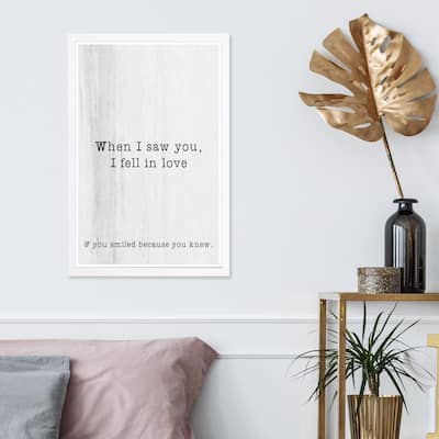 Wynwood Studio 'When I Saw You' Typography and Quotes Framed Wall Art Print - Black, White