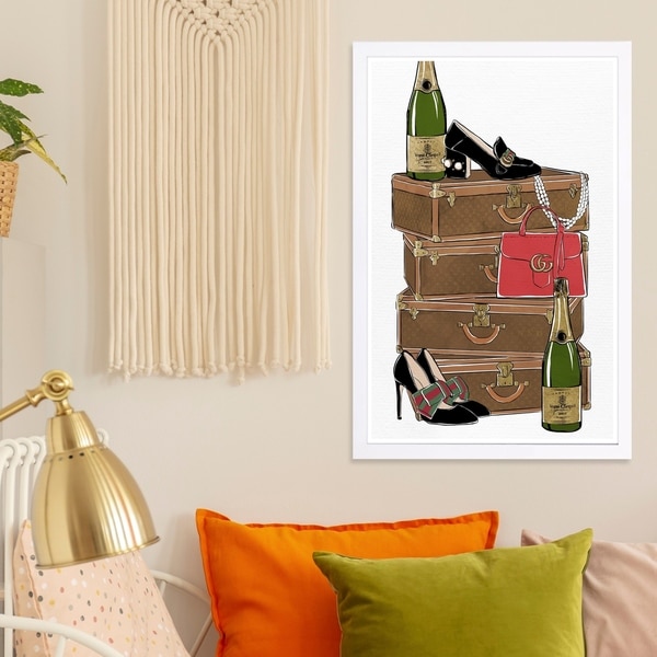 Wynwood Studio 'Traveling Party' Fashion and Glam Framed Wall Art Print - Brown, Black - 13 x 19