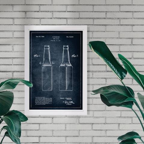 Wynwood Studio 'Design for a beer bottle 1934' Drinks and Spirits Framed Wall Art Print - Black, White