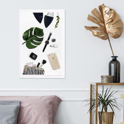 Wynwood Studio 'Tropical Goodies ' Fashion and Glam Framed Wall Art Print - Green, White