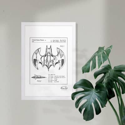 Wynwood Studio 'Aerial bat Toy 1991, Silver Metallic' Movies and TV Framed Wall Art Print - Gray, White