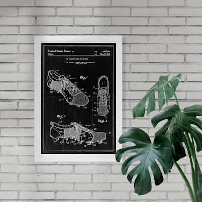 Wynwood Studio 'Training shoe for soccer 1980' Sports and Teams Framed Wall Art Print - Black, White