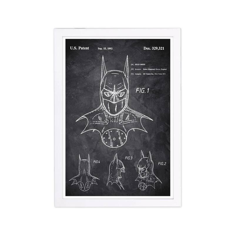 Wynwood Studio 'Batman 1992 Chalkboard' Movies and TV Framed Wall Art Print - Black, White