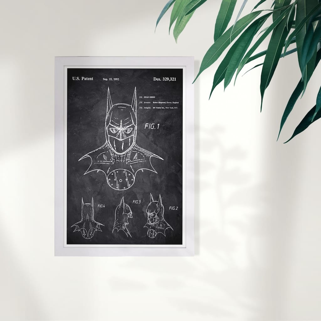 Wynwood Studio 'Batman 1992 Chalkboard' Movies and TV Framed Wall Art Print - Black, White