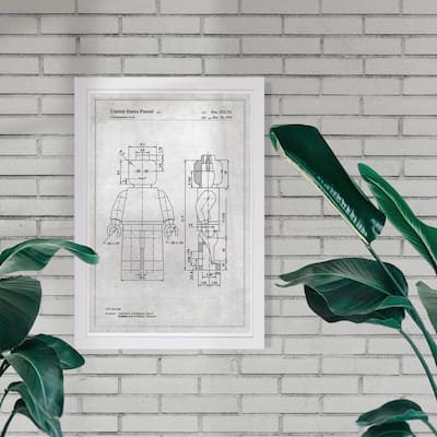 Wynwood Studio 'Lego Toy Figure, 1979 - Gray' Symbols and Objects Framed Wall Art Print - Black, Gray