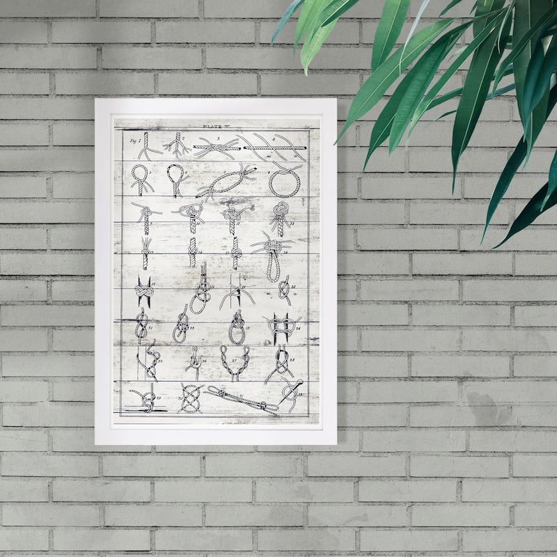 Wynwood Studio 'Sea Knots II' Nautical and Coastal Framed Wall Art Print - Blue, White