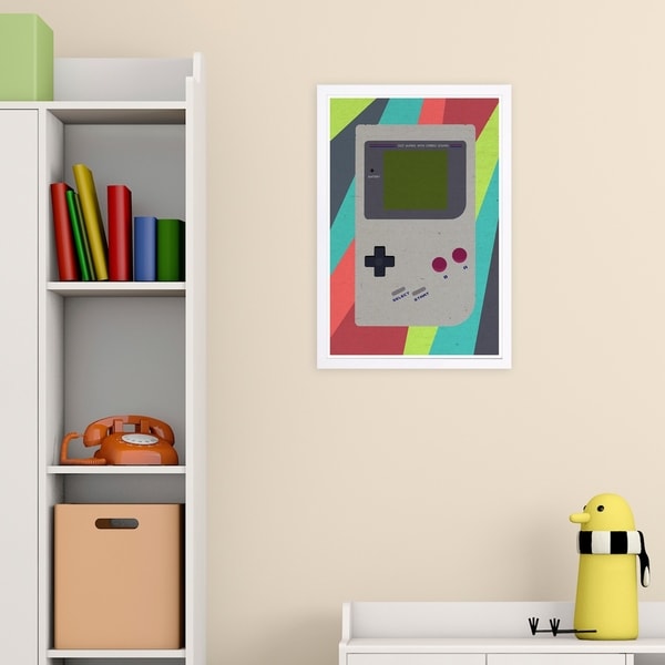 Wynwood Studio 'Play Device' Entertainment and Hobbies Framed Wall Art Print - Gray, Red - 13 x 19