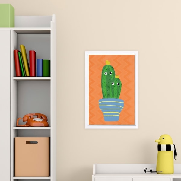 Wynwood Studio 'Stuck Together' Floral and Botanical Framed Wall Art Print - Orange, Green - 13 x 19