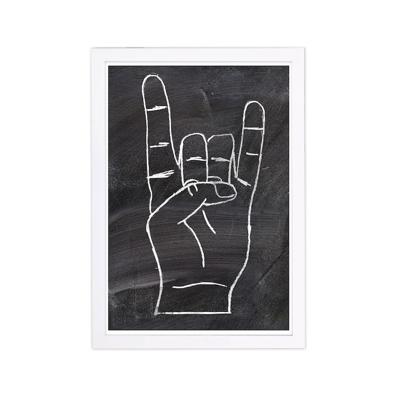 Wynwood Studio 'Rock On' Symbols and Objects Framed Wall Art Print - Black, White