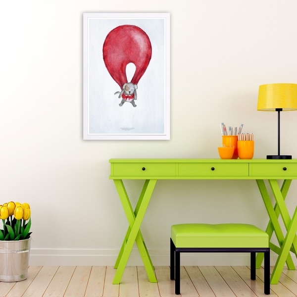 Wynwood Studio 'Puppy' Animals Framed Wall Art Print - Red, White - 13 x 19