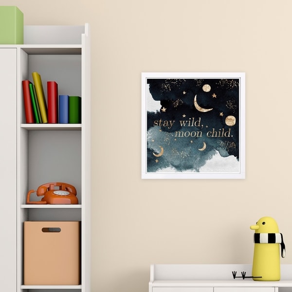 Wynwood Studio 'Stay Wild' Typography and Quotes Framed Wall Art Print - Black, Gold - 13 x 13