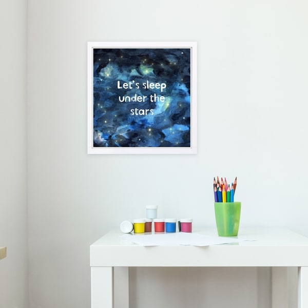 Wynwood Studio 'Sleep Under the Stars' Typography and Quotes Framed Wall Art Print - Blue, Blue - 13 x 13