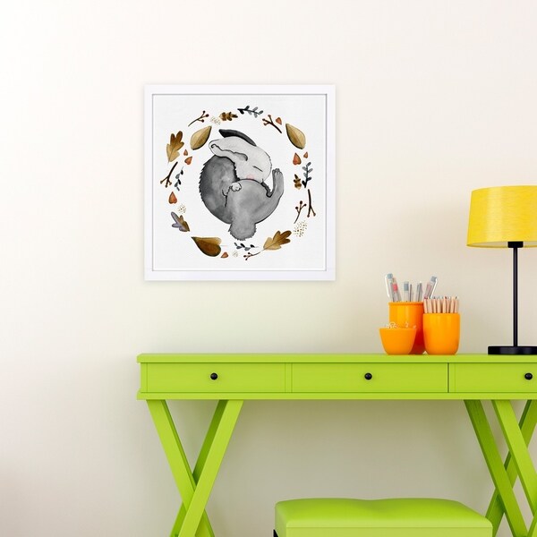 Wynwood Studio 'Sleeping Bunny' Animals Framed Wall Art Print - Gray, Gold - 13 x 13