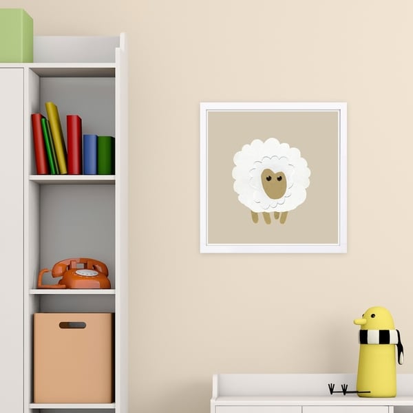 Wynwood Studio 'Sheep' Animals Framed Wall Art Print - White, Brown - 13 x 13